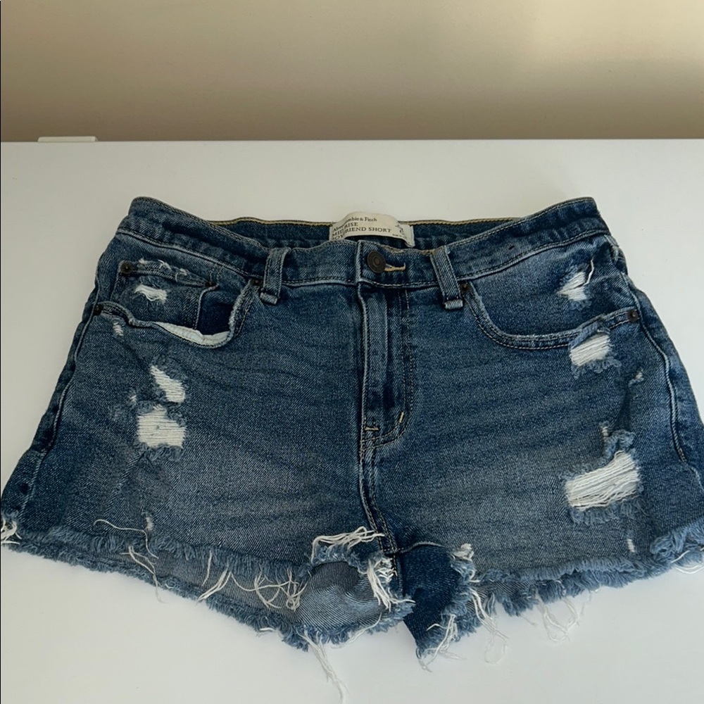 Abercrombie & Fitch Blue Distressed Jean Shorts
